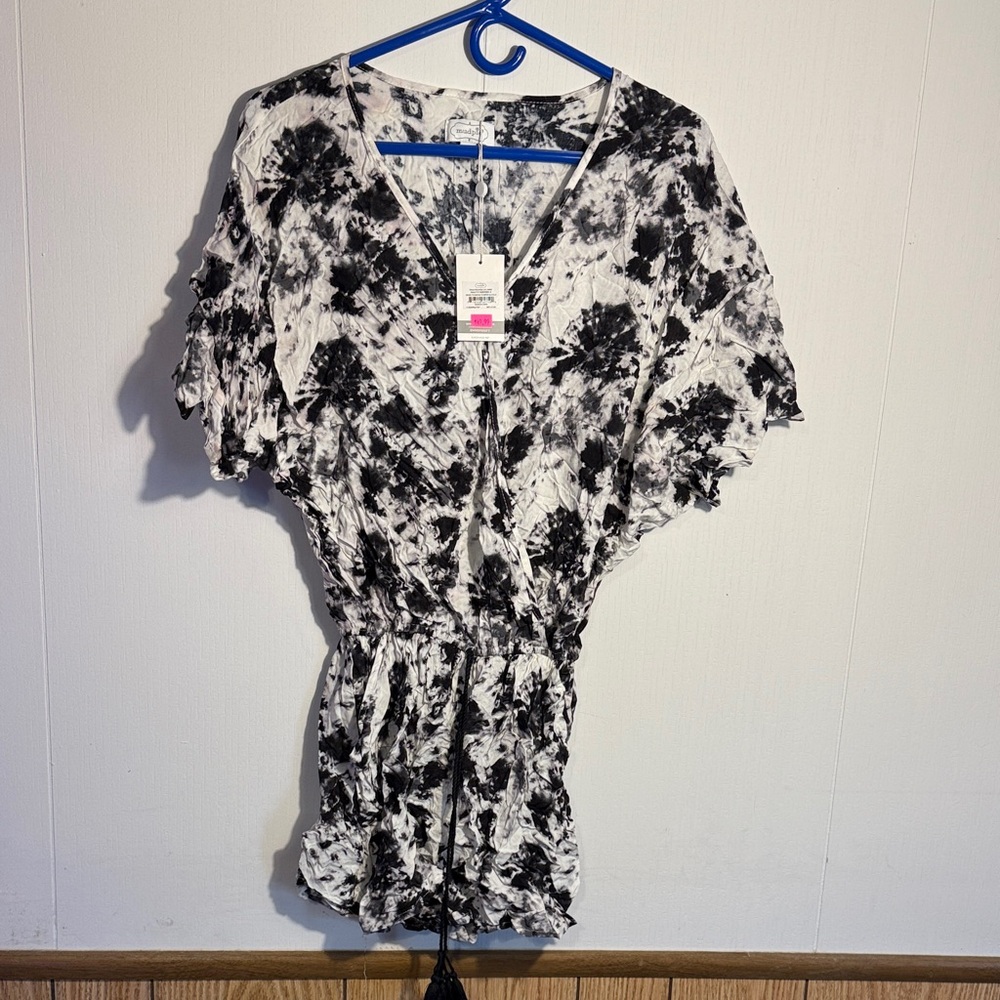 Black and White Tie-Dye Romper
